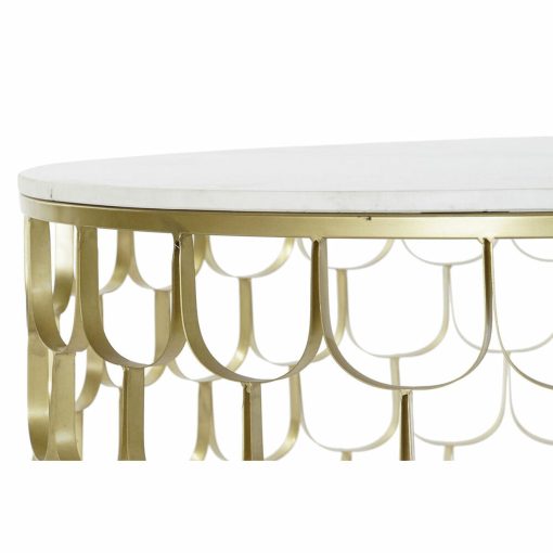 Mesa de apoio 81 x 81 x 42 cm Dourado Branco Plástico Mármore Ferro - Image 2