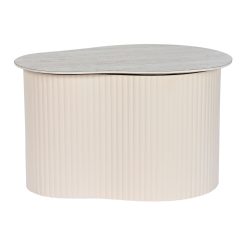 Mesa de apoio Branco Bege Marrom claro Metal Cerâmica 70 x 46 x 38 cm