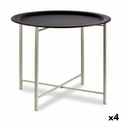 Mesa de apoio Branco Preto Metal 62 x 48