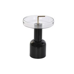 Mesa de apoio Cristal Preto Transparente Ferro 41 x 41 x 57 cm