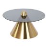 Mesa de apoio Preto Dourado Metal Cristal 60 x 60 x 30 cm
