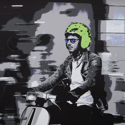 Pintura Branco Preto Verde Vespa 103 x 6 x 83 cm - Image 2