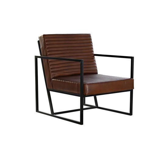 Poltrona Castanho Preto Metal 75 x 89 x 90 cm