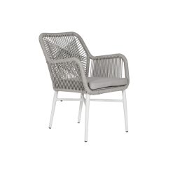 Poltrona de jardim Branco Cinzento Alumínio Rotim sintético 57 x 63 x 84 cm