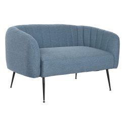 Sofá Azul Preto Espuma Madeira Metal Veludo Scandi 129 x 75 x 73 cm