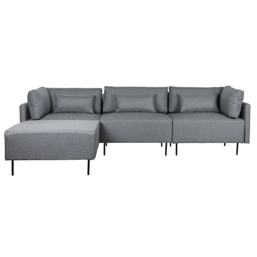 Sofá Chaise Longue Cinzento Metal Moderno 276 x 152