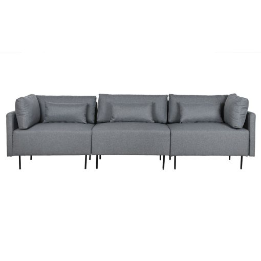 Sofá Chaise Longue Cinzento Metal Moderno 276 x 152,5 x 84 cm - Image 7
