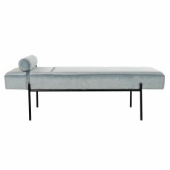 Sofá Chaise Longue Preto Azul celeste Metal 140 x 59 x 42 cm