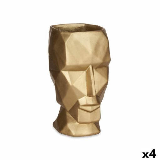 Vaso 3D Face Dourado Poliresina 12 x 24