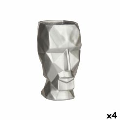 Vaso 3D Face Prateado Poliresina 12 x 24