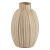 Vaso Branco Bege Bambu 24 x 24 x 37 cm