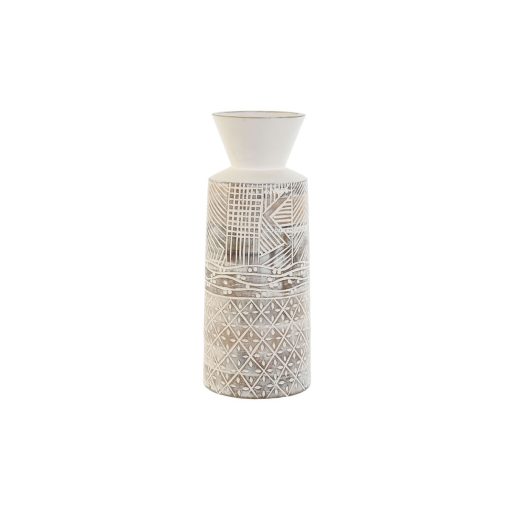 Vaso Branco Natural Madeira de mangueira Colonial 15 x 15 x 22