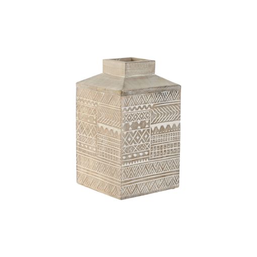 Vaso Branco Natural Madeira de mangueira Colonial 18 x 18 x 30