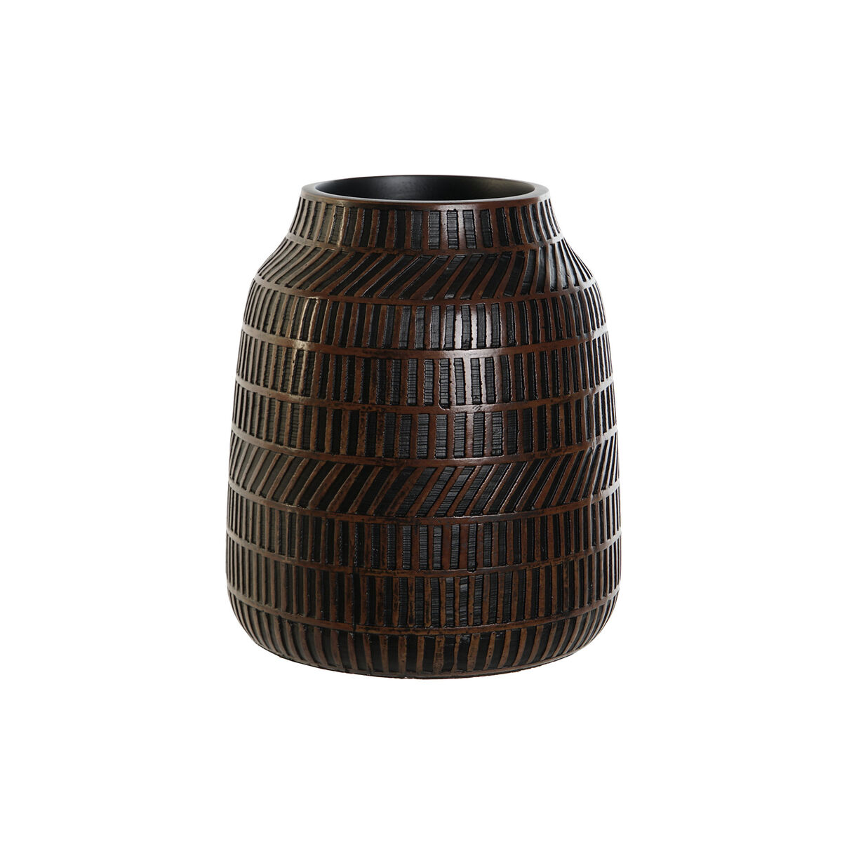 Vaso Castanho Preto Resina Colonial 19 x 19 x 21 cm