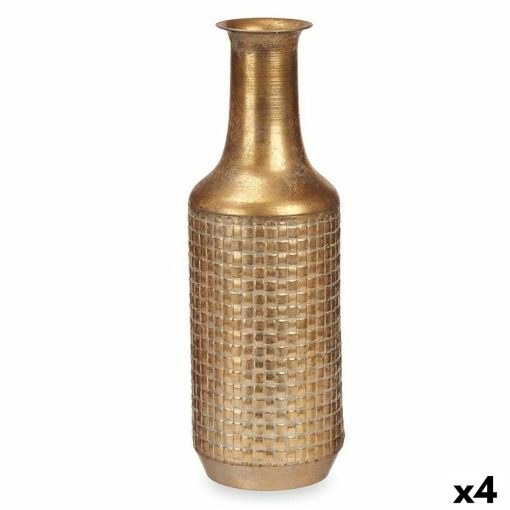 Vaso Dourado Metal 14 x 46 x 14 cm (4 Unidades) Com relevo