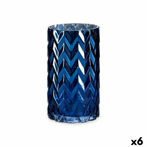 Vaso Lapidado Espiga Azul Cristal 11