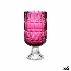 Vaso Lapidado Rosa-escuro Cristal 13 x 26