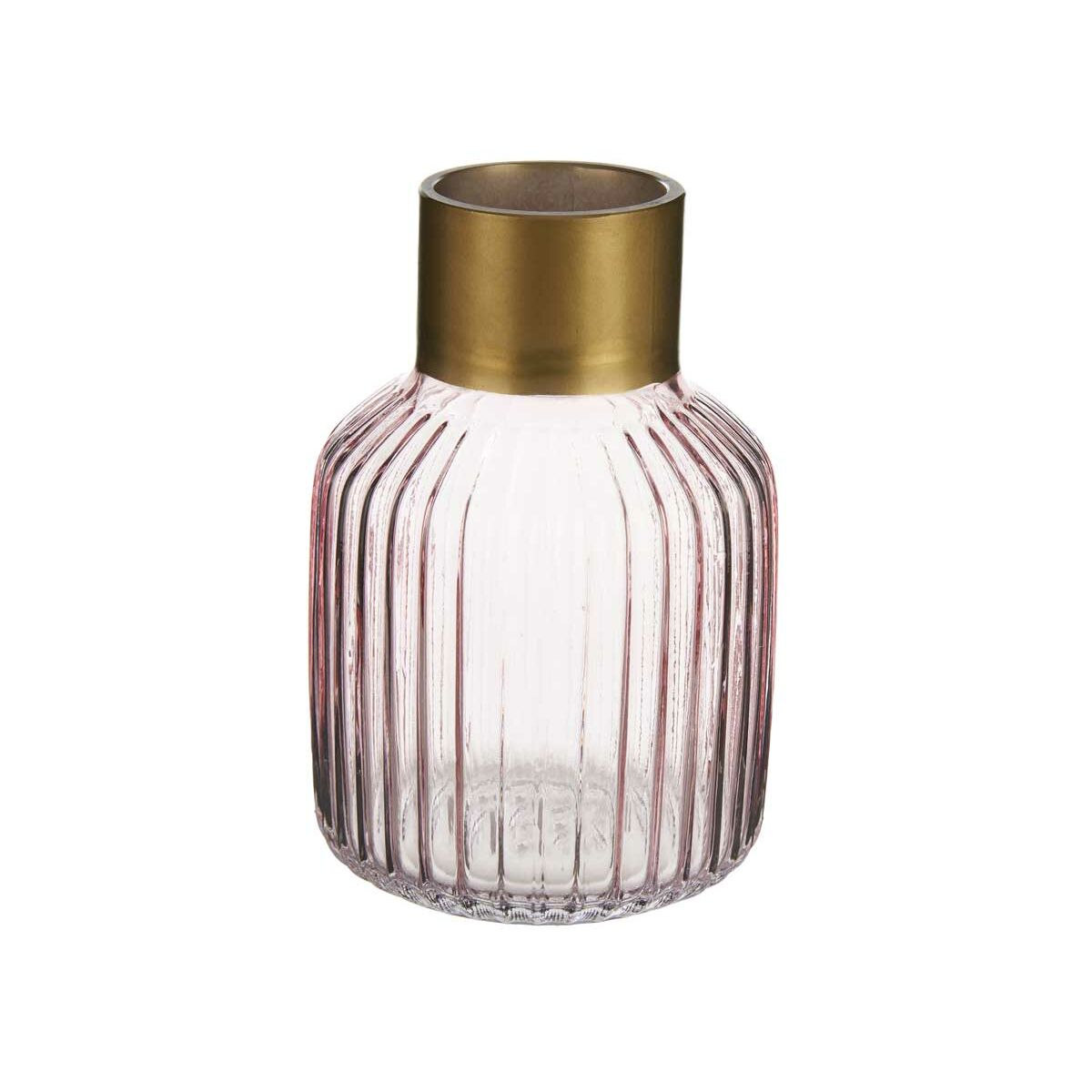 Vaso Riscas Cor de Rosa Dourado Vidro 12 x 18 x 12 cm (6 Unidades) - Image 2