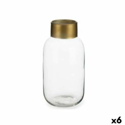 Vaso Transparente Dourado Vidro 11