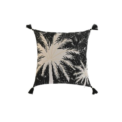 Almofada Preto Boho Palmeira 45 x 5 x 45 cm