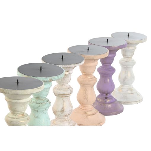Candelabro Amarelo Azul Verde Cor de Rosa Metal Madeira de mangueira Shabby Chic 10 x 10 x 18 cm - Image 2