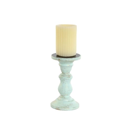 Candelabro Amarelo Azul Verde Cor de Rosa Metal Madeira de mangueira Shabby Chic 10 x 10 x 18 cm - Image 3