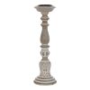 Candelabro Branco Natural Ferro Madeira de mangueira 14 x 14 x 45