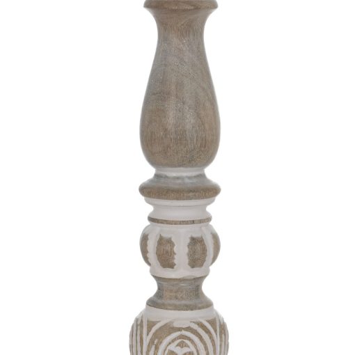 Candelabro Branco Natural Ferro Madeira de mangueira 14 x 14 x 45,72 cm - Image 4