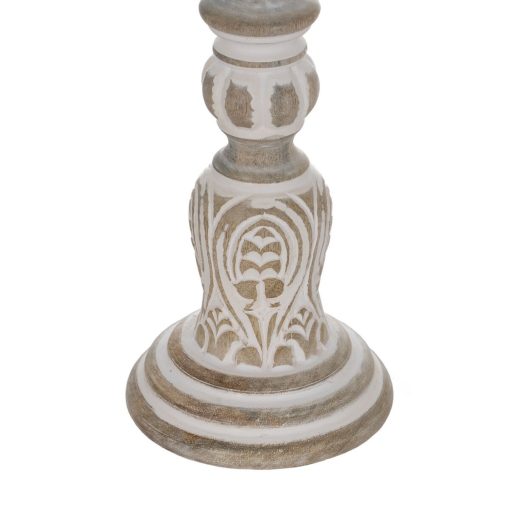 Candelabro Branco Natural Ferro Madeira de mangueira 14 x 14 x 45,72 cm - Image 5