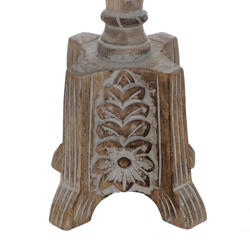 Candelabro Branco Natural Ferro Madeira de mangueira 19 x 19 x 68,5 cm - Image 4