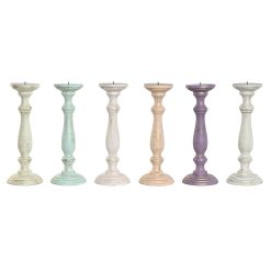 Candelabro Metal Madeira de mangueira Shabby Chic 12 x 12 x 34 cm