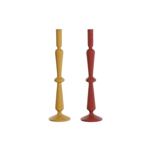 Candelabro Mostarda Terracota Alumínio 10 x 10 x 41 cm (2 Unidades)