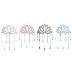 Decoração Suspensa Azul Branco Cinzento Cor de Rosa Ferro Oriental Flor de Lótus (4 Unidades)