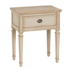 Mesa de Cabeceira Creme Natural Madeira de abeto Madeira MDF 56 x 36 x 68 cm