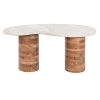 Mesa de apoio Branco Castanho Cinzento Mármore Madeira de mangueira 86 x 48 x 39 cm