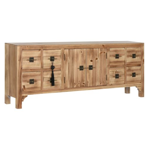 Móvel de TV Preto Natural Abeto Madeira MDF 130 x 24 x 51 cm