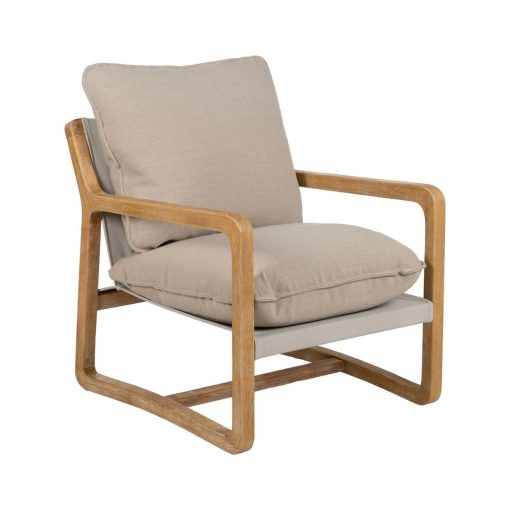 Poltrona Bege Natural Madeira da borracha Esponja Madeira de freixo Foam 65 x 69 x 83 cm