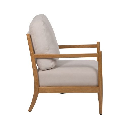 Poltrona Bege Natural Madeira da borracha Madeira MDF Foam 100 % poliéster 65 x 71 x 88 cm - Image 3