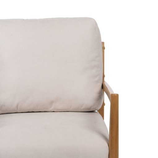 Poltrona Bege Natural Madeira da borracha Madeira MDF Foam 100 % poliéster 65 x 71 x 88 cm - Image 5