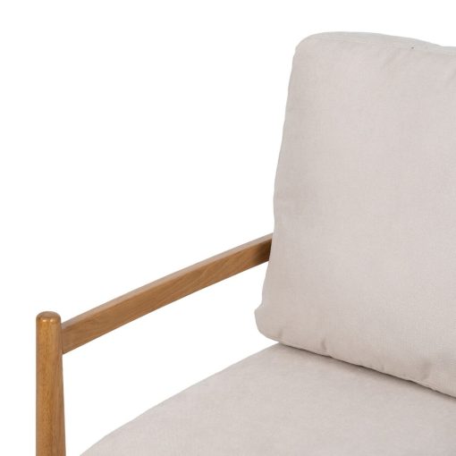 Poltrona Bege Natural Madeira da borracha Madeira MDF Foam 100 % poliéster 65 x 71 x 88 cm - Image 6