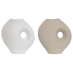 Vaso Branco Bege Grés 33 x 15 x 34 cm (2 Unidades)