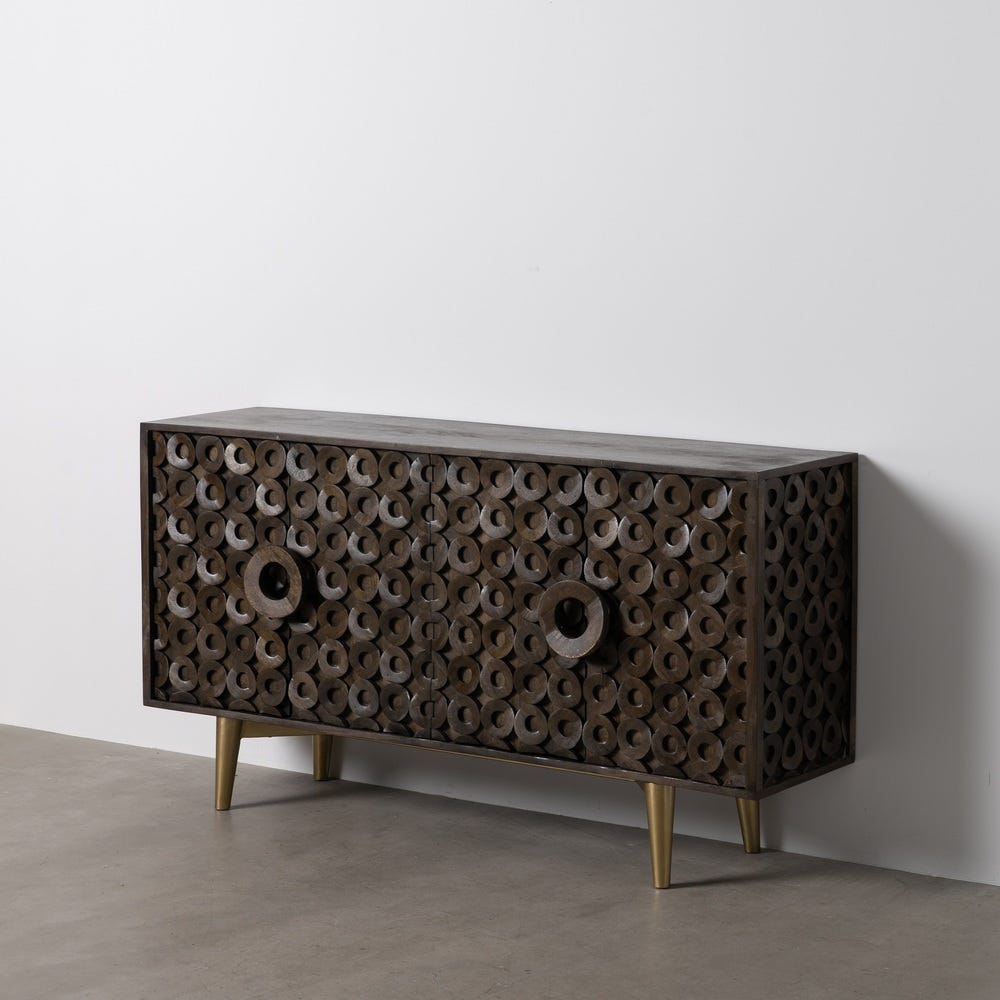 Aparador em Madeira Mango Castanho e Ferro 152 X 40 X 82