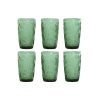 Conjunto de Copos Verde Cristal Com relevo 370 ml