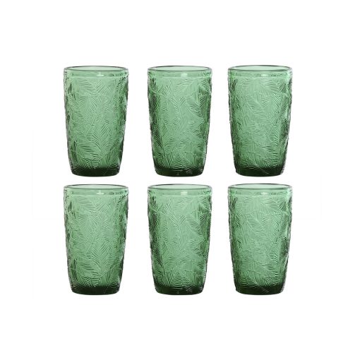 Conjunto de Copos Verde Cristal Com relevo 370 ml