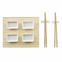 Conjunto de sushi Metal Bambu Branco Natural Oriental 30 x 40 cm 28 x 22 x 2