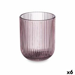 Copo Riscas Cor de Rosa Cristal 270 ml (6 Unidades)