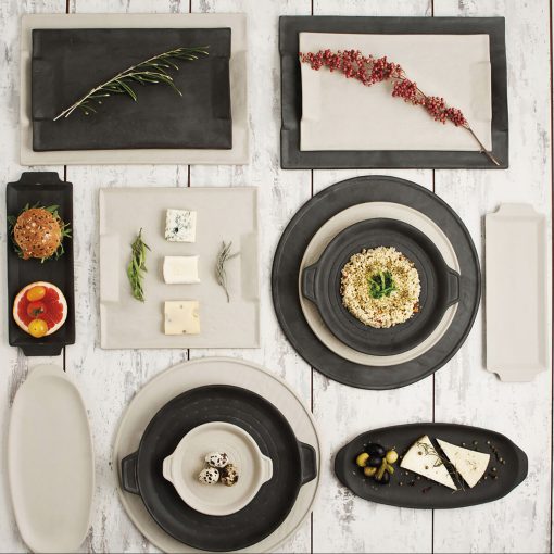bandeja de aperitivos Quid Mineral Gres Preto Cerâmica 15 x 30 cm (8 Unidades) - Image 2