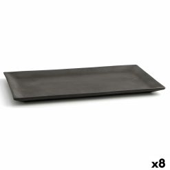 bandeja de aperitivos Quid Mineral Gres Preto Cerâmica 15 x 30 cm (8 Unidades)