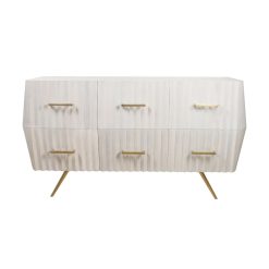 Aparador Branco Dourado Madeira de mangueira 44 x 83 x 158 cm