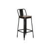 Banqueta Preto Madeira Metal 41 x 38 x 96 cm